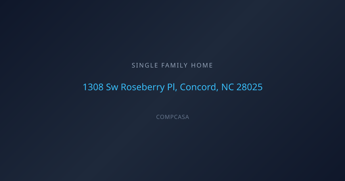 Property listing for 1308 Sw Roseberry Pl, Concord, NC 28025